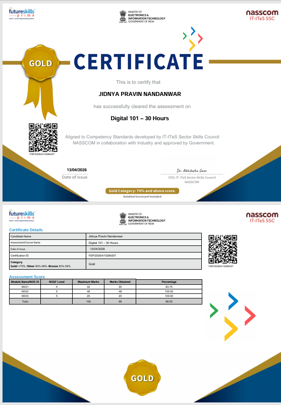 NASSCOM Certificate